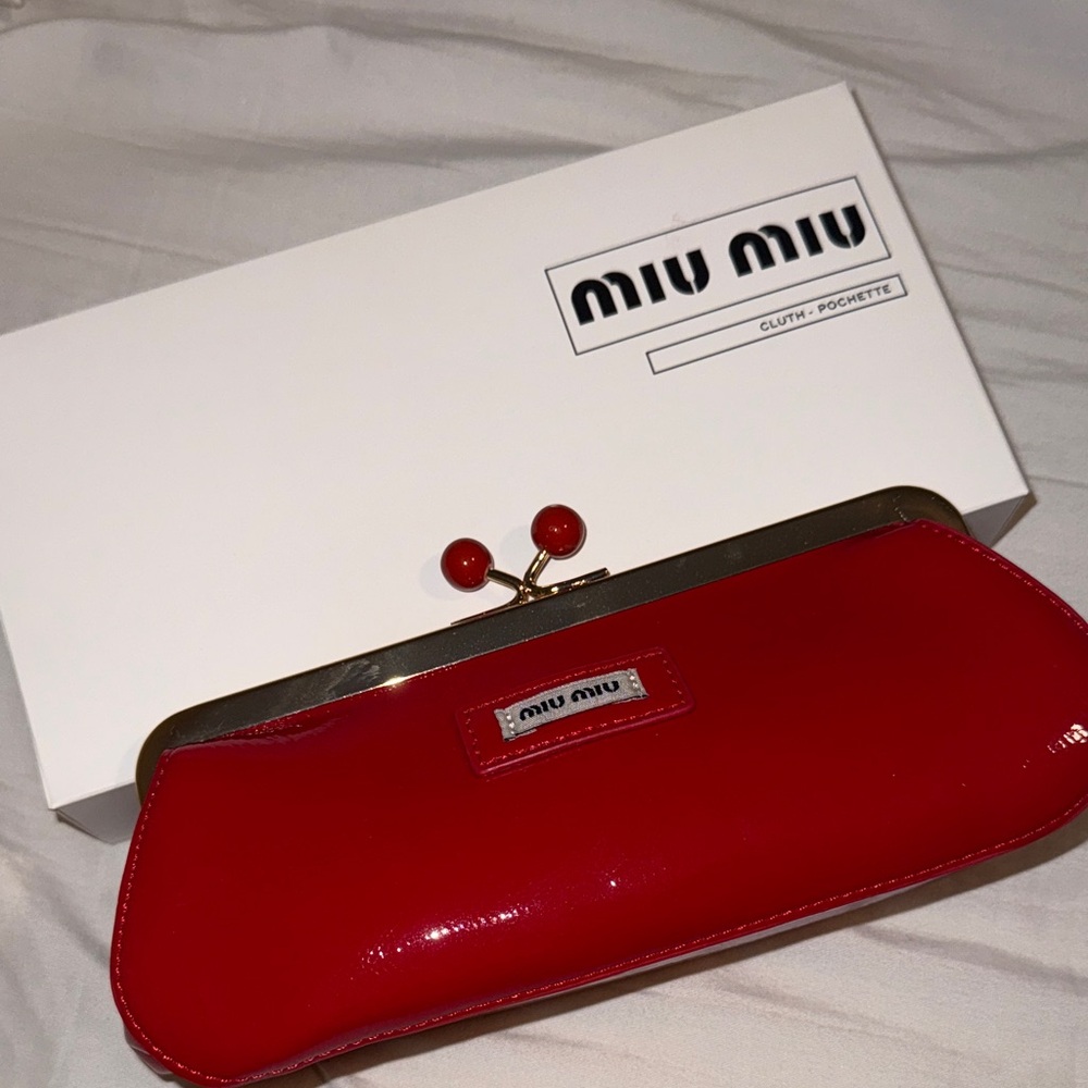 Miu Miu Red Patent GWP Crossbody with Removable Gold Chain